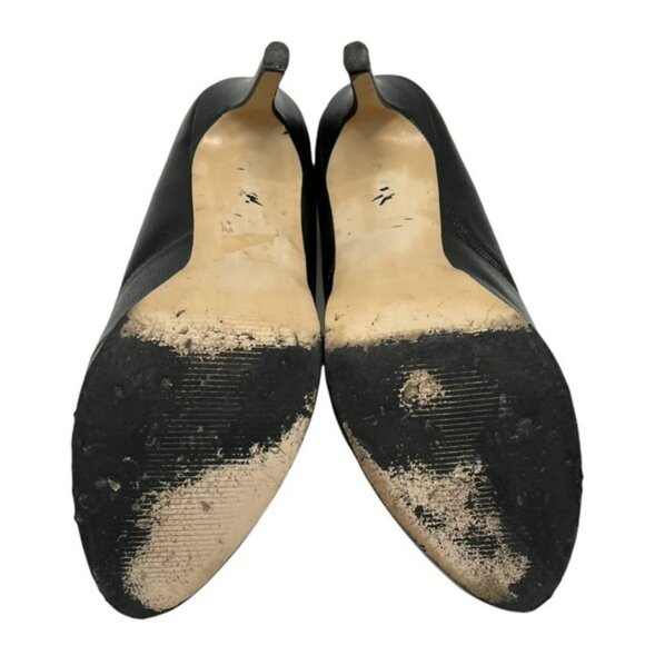 Marc Fisher Marsha Black Leather Peep Toe Platform Pumps with Bows - Picture 9 of 12